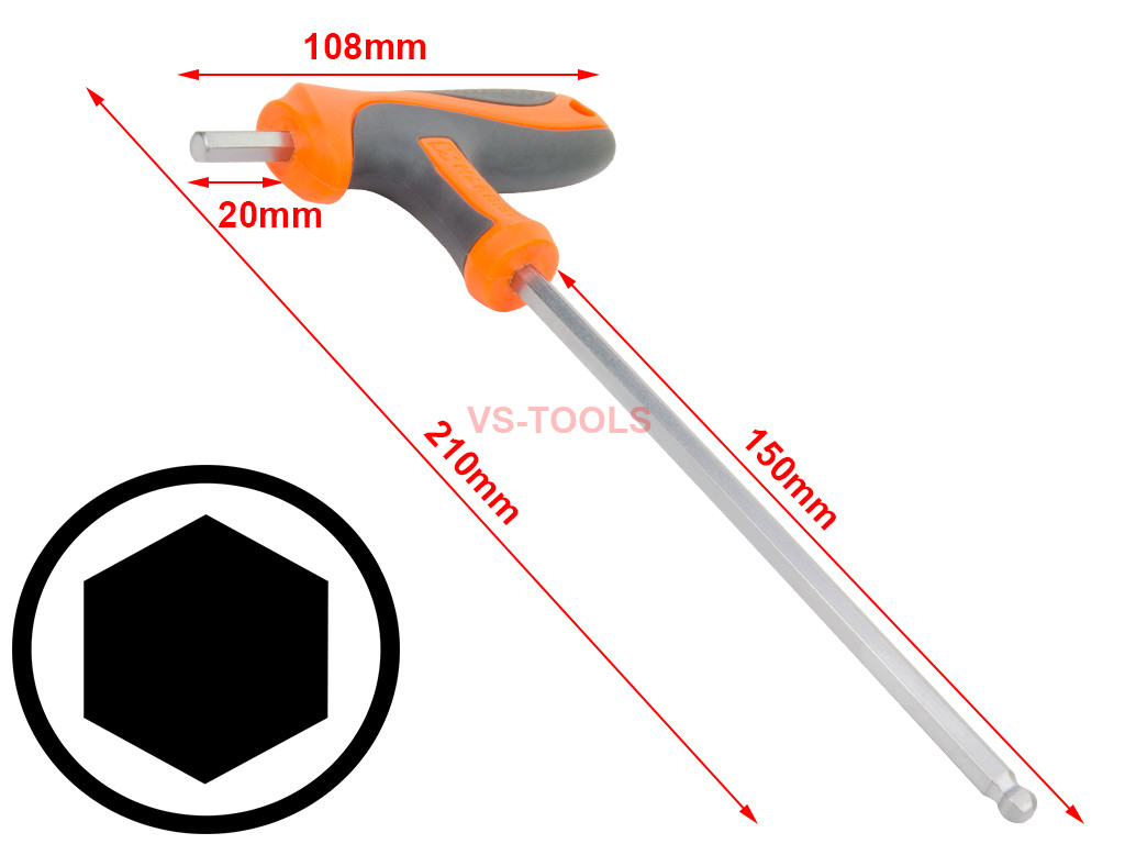 6mm THandle Hexagon Torque 6Point Hex Key CRV TPR Screwdriver